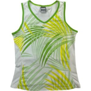 Nike women shirt White tropical Print Workout Race Back tank top  Size S 4-6